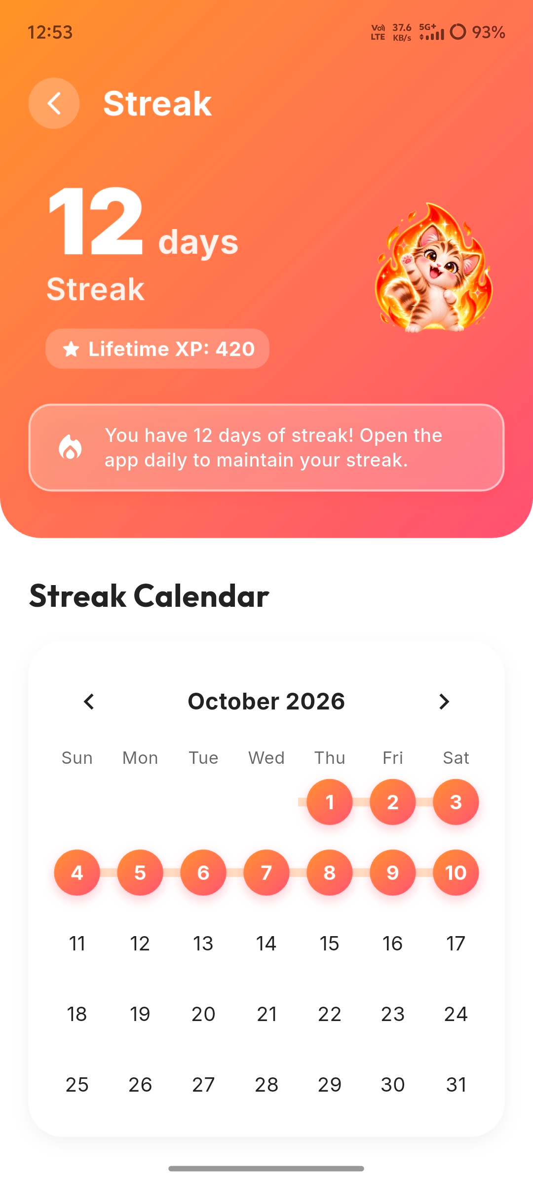 Streaks Page
